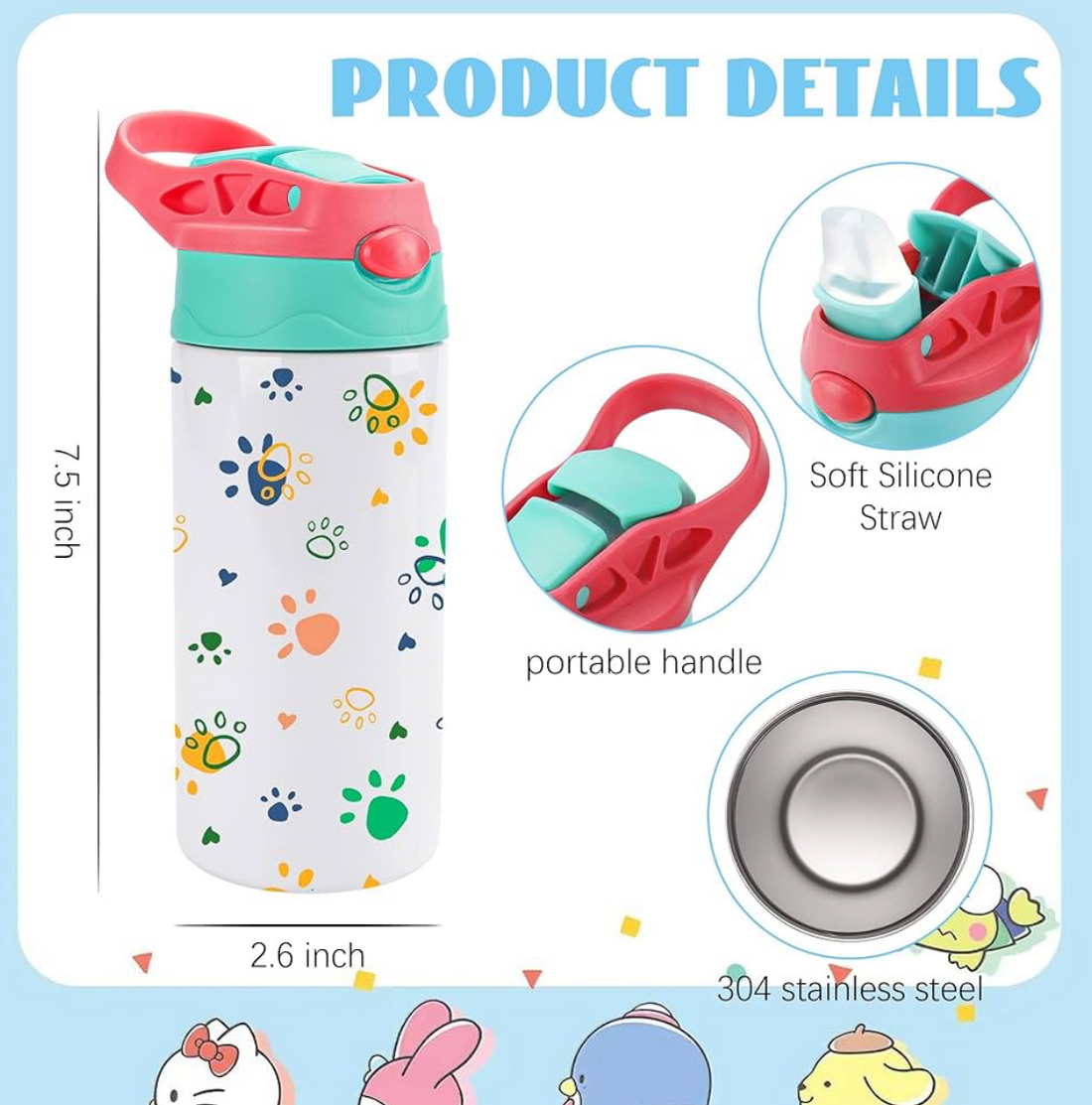 12oz 20oz Stainless Steel Kids Water Botter
