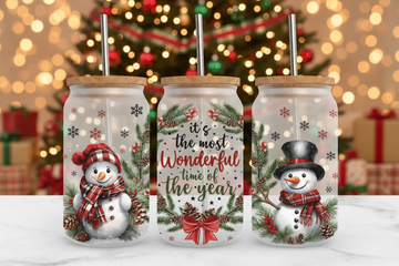 Frosted Sublimation Glass Cup with Bamboo Lid & Straw –